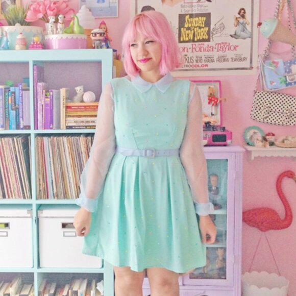 ASOS sheer button up blue shirt size US 8 - Picture 2 of 6